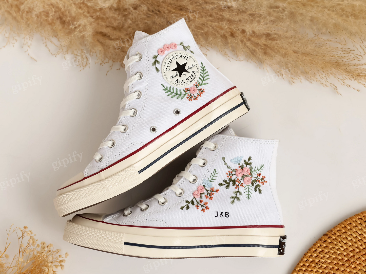 Wedding Shoes, Custom Wedding Converse Embroidered Bridal Flower, Wedding Flowers Embroidered Converse Custom, Personalized Bridal Sneaker