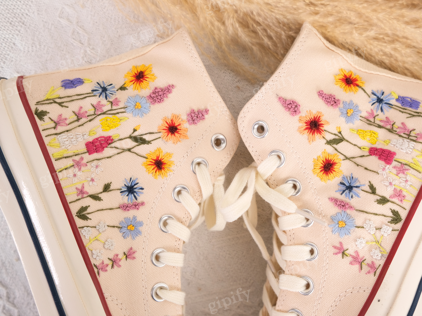 Customized Converse Embroidered Shoes Converse Chuck Taylor 1970s Embroidered Sunflower Garden, Lavender, Converse Shoes Best Gift for Her