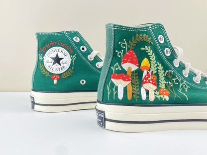 Custom Converse Chuck Taylor Mushrooms Embroidered Converse Shoes/ Mushrooms Embroidered Converse Custom/ Mushrooms Embroidered Sneakers